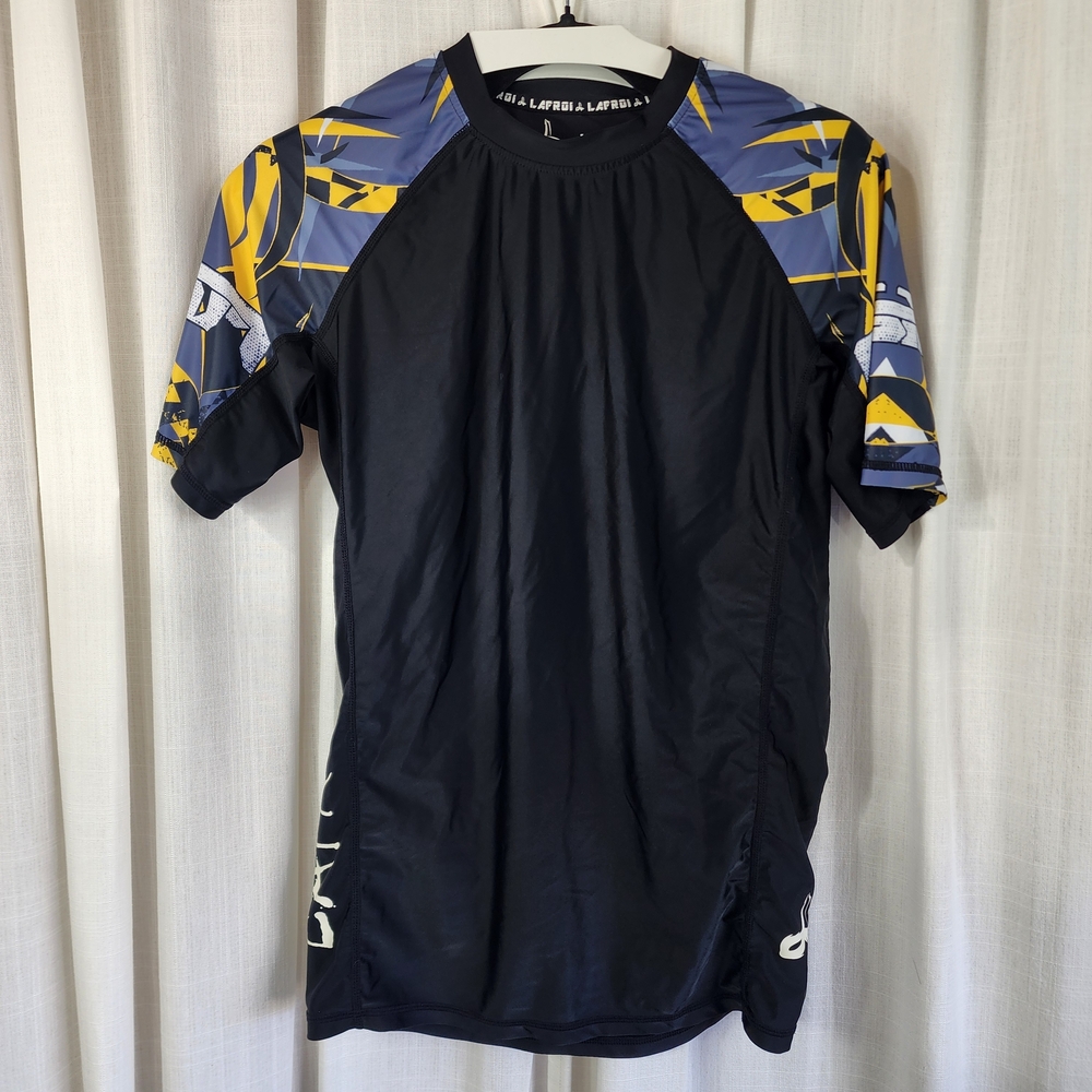 Men's Black and Yellow Rash Guard